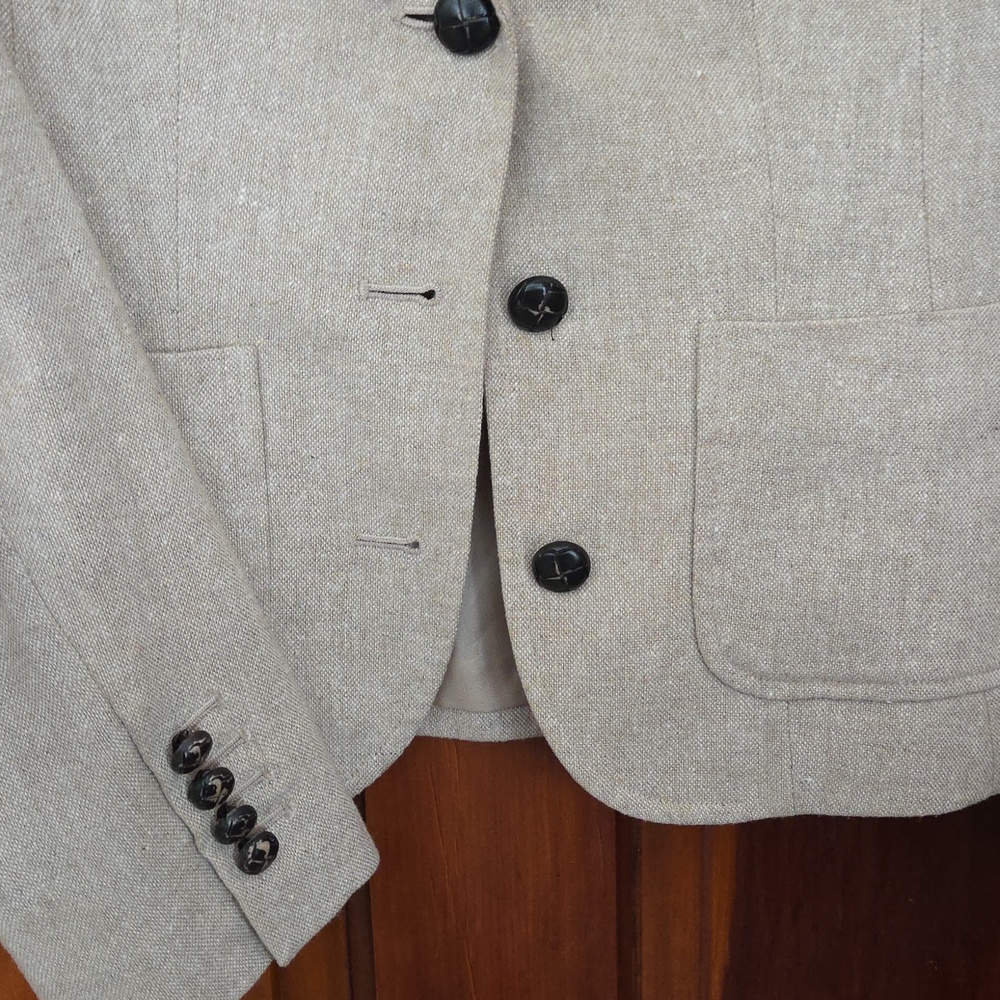 Isaac Mizrahi Wool Blend Blazer Sz S Tan Classic Basic Closet Staple - Picture 7 of 8